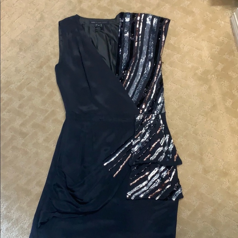 Party dress in black & silver, black and copper